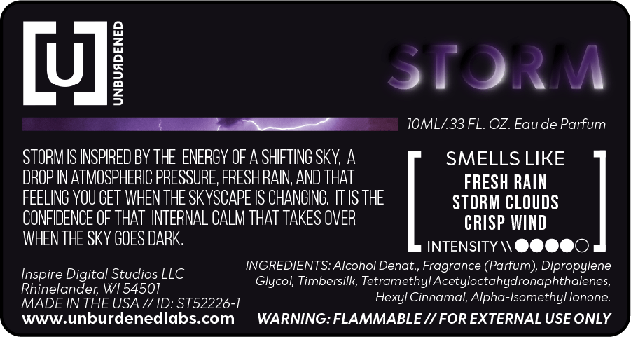 PNG STORM Unburdened 10ML label